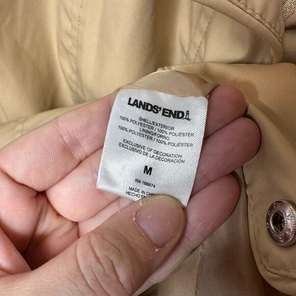 Lands End Full Zip Windbreaker Jacket Beige - Picture 4 of 5